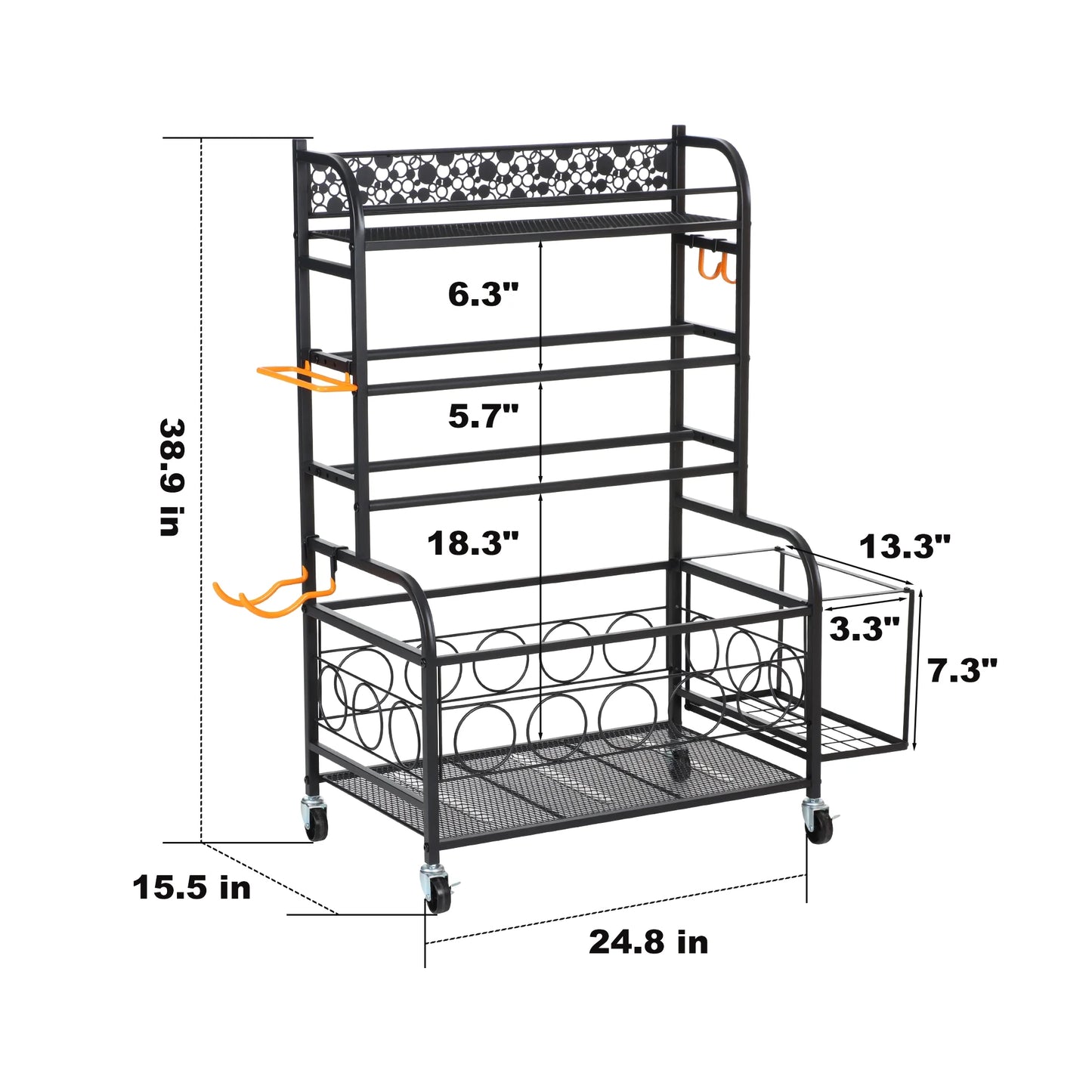 Home Gym Storage Rack, All-In-One Weight Rack for Dumbbells, Kettlebells, Yoga Mats, Foam Rollers, Resistance Bands, Workout Equipment Storage Organizer with Hooks and Basket, Black