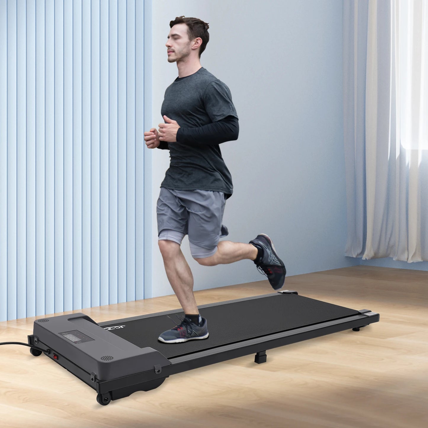 1.0 HP 110V Grey under Desk Electric Treadmill Remote Control Walking Jogging with 0.8In LED Display Rustproof & Wear-Resistant