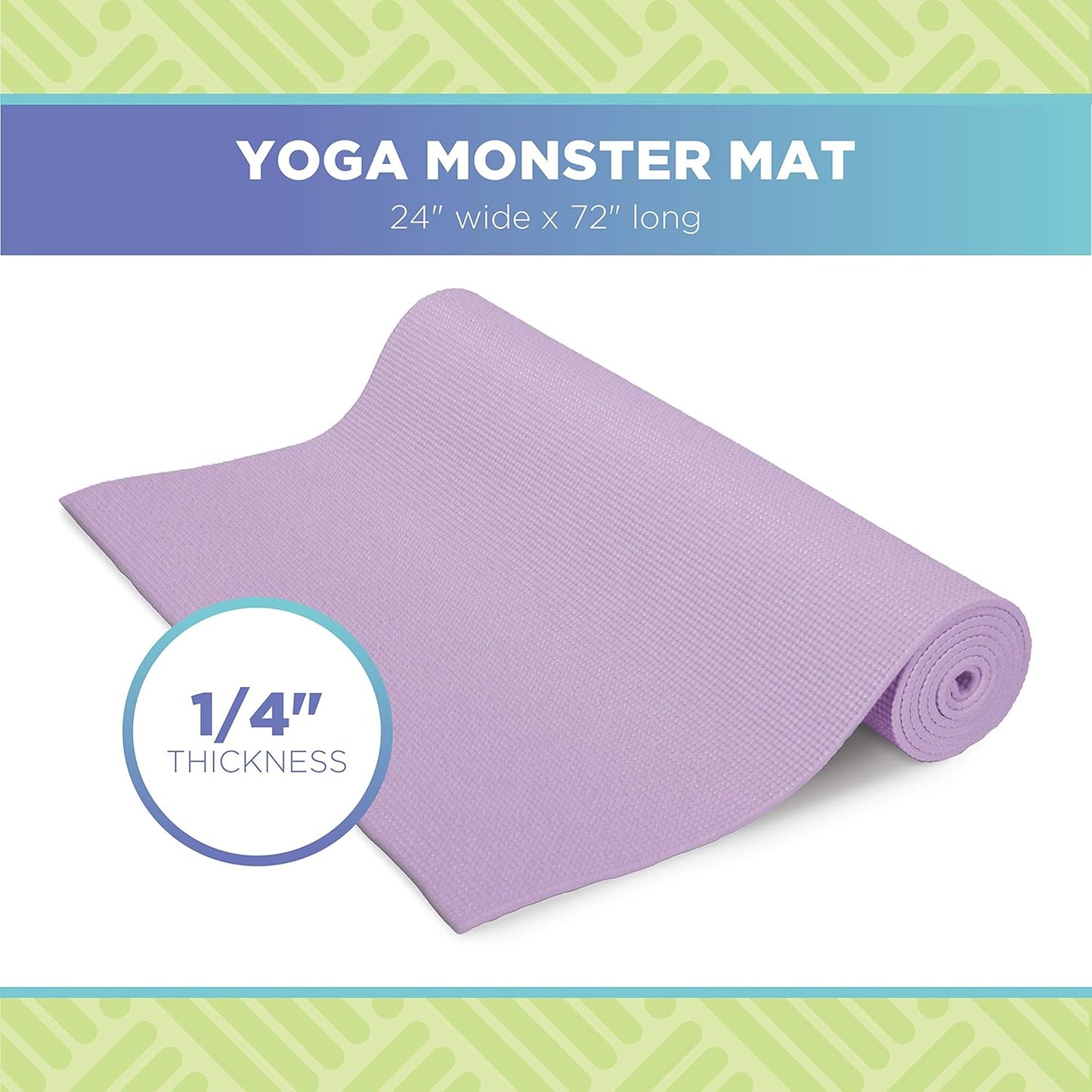Extra Thick Adult Yoga Mat | 6Mm (¼”) Thick X 72” L X 24” W | Larger, Thicker & More Comfortable | Non-Toxic, SGS Certified | Non-Skid & Non-Slip Eco Friendly Exercise Gym Mat | Lavender