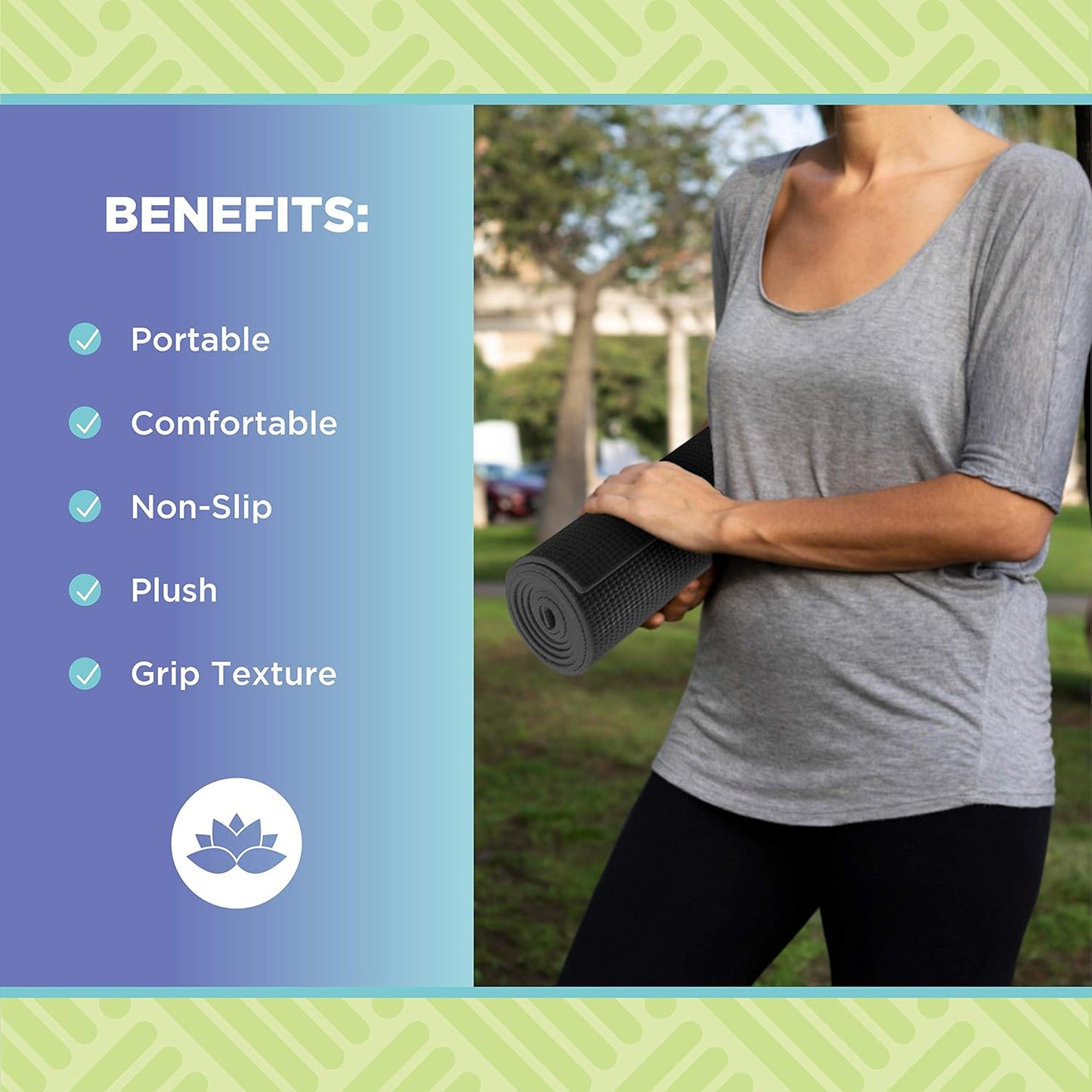 Extra Thick Adult Yoga Mat | 6Mm (¼”) Thick X 72” L X 24” W | Larger, Thicker & More Comfortable | Non-Toxic, SGS Certified | Non-Skid & Non-Slip Eco Friendly Exercise Gym Mat | Lavender