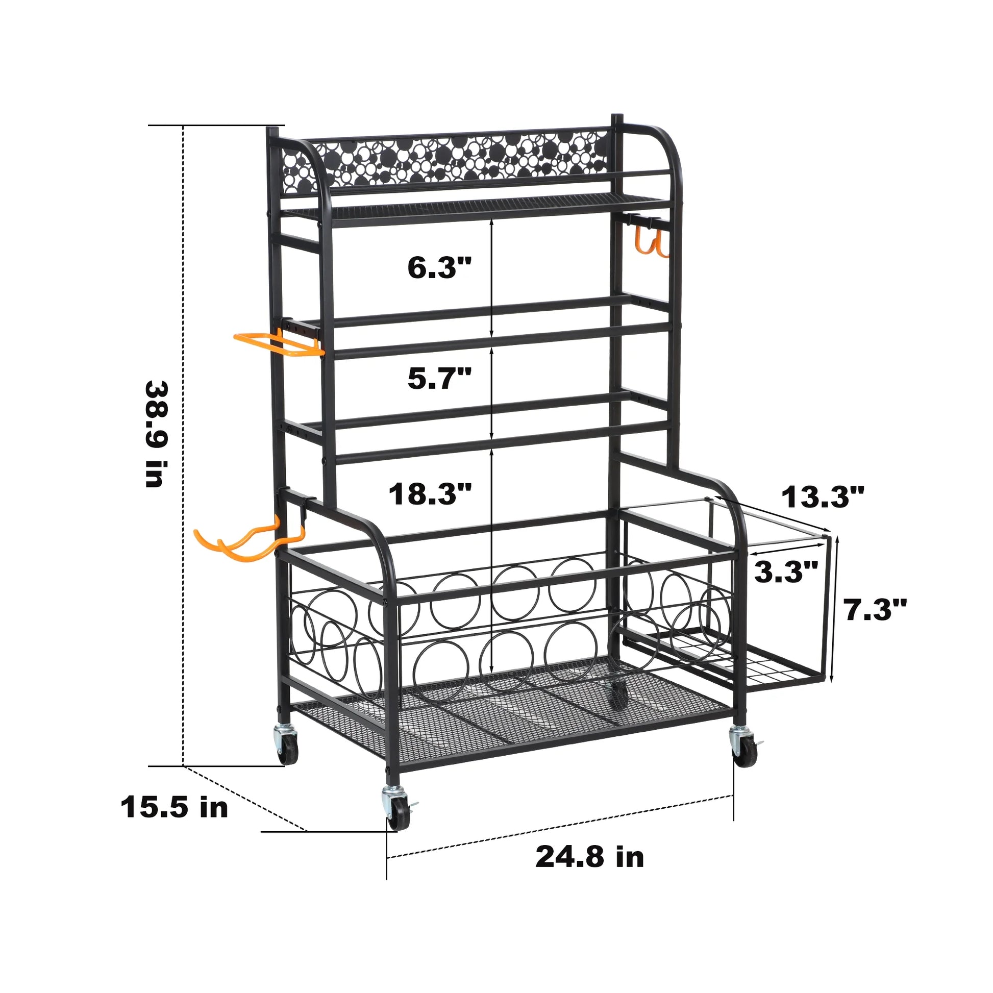 Home Gym Storage Rack, All-In-One Weight Rack for Dumbbells, Kettlebells, Yoga Mats, Foam Rollers, Resistance Bands, Workout Equipment Storage Organizer with Hooks and Basket, Black
