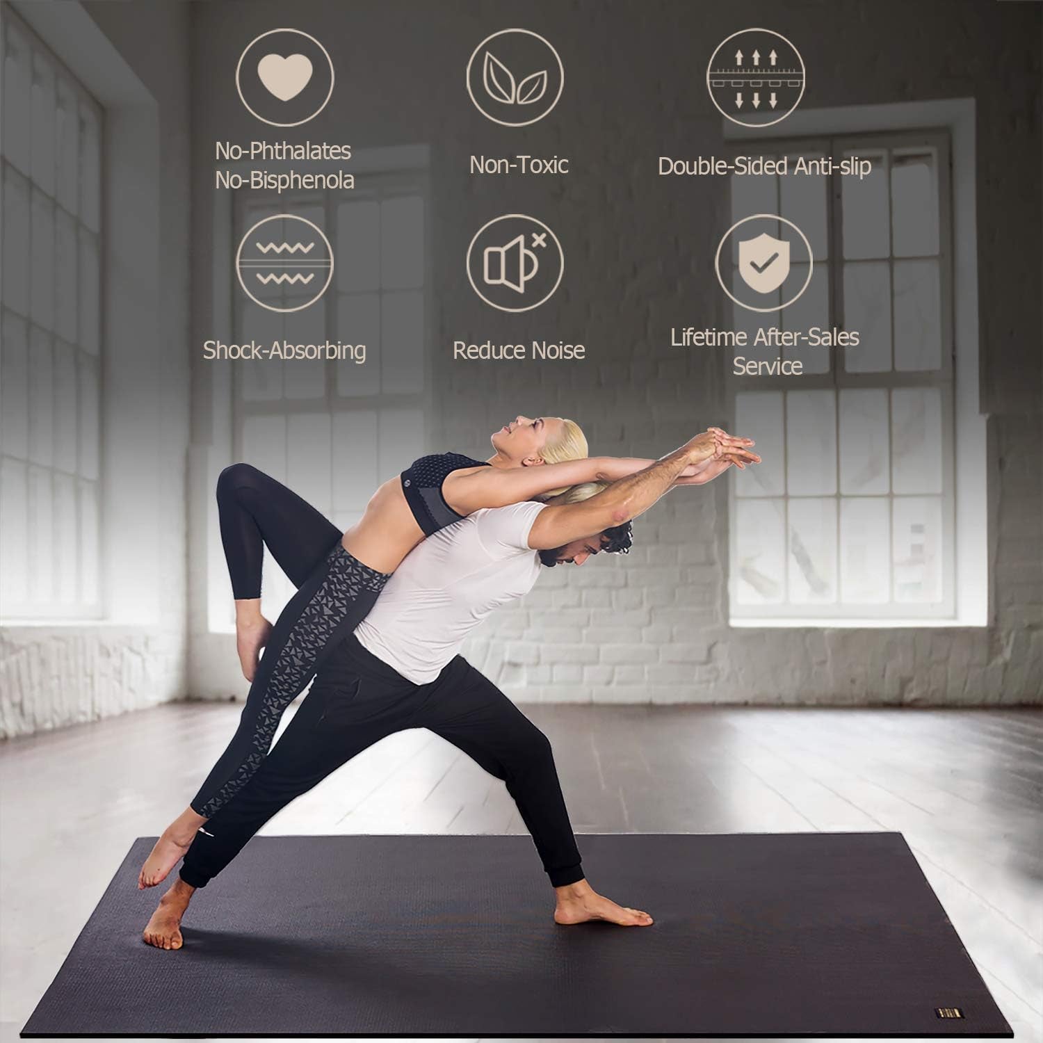 Large Yoga Mat 6'X4'/6'X6'/7'X5'(7Mm/9Mm), Extra Thick Workout Mats for Home Gym Flooring,Ultra Comfortable Non-Slip Quick Resilient Barefoot Wide Exercise Mat for Pilates,Stretching,Meditation