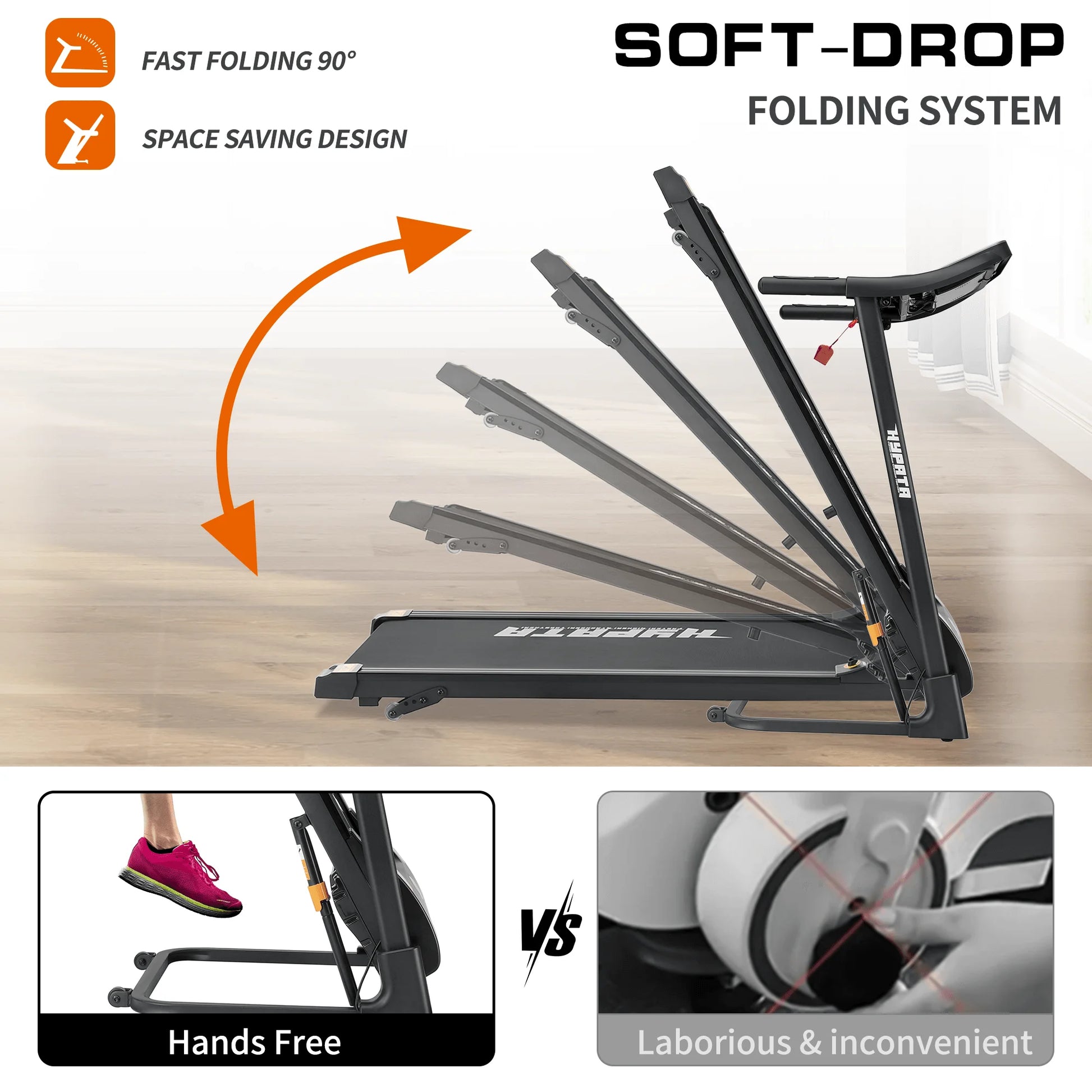 2.5HP Folding Treadmill with 300Lb Capacity, 7.5MPH, 12 Preset Programs for Home Office, Portable Treadmill Running Walking Machine