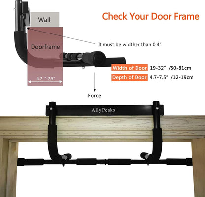Portable Doorway Pull-Up Bar - 440 Lbs Limit with Upgraded Silicone Protection