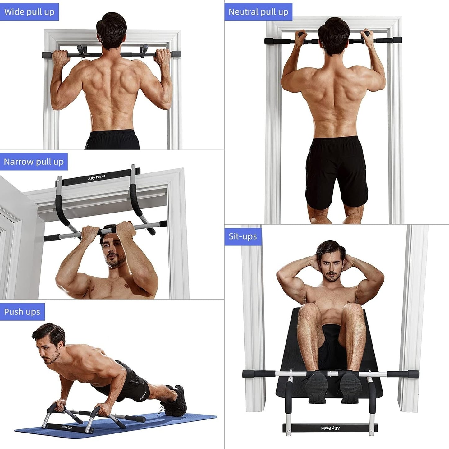 Portable Doorway Pull-Up Bar - 440 Lbs Limit with Upgraded Silicone Protection