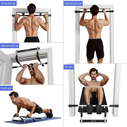 Portable Doorway Pull-Up Bar - 440 Lbs Limit with Upgraded Silicone Protection