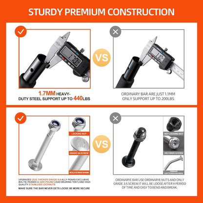 Portable Doorway Pull-Up Bar - 440 Lbs Limit with Upgraded Silicone Protection