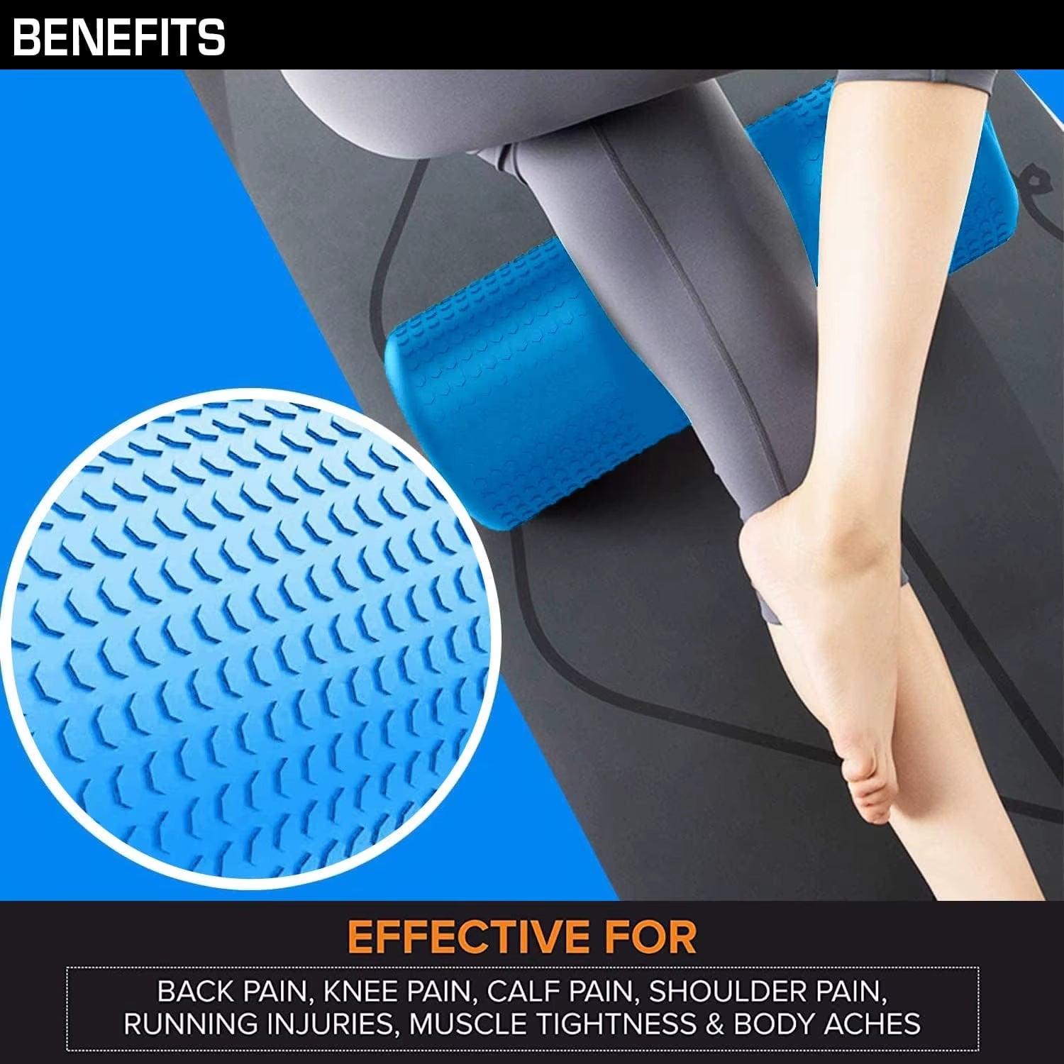 18In/45Cm Yoga Foam Roller High-Density EVA Muscle Roller Column Self Massage Tool for Pilates Yoga Fitness Gym Equipment