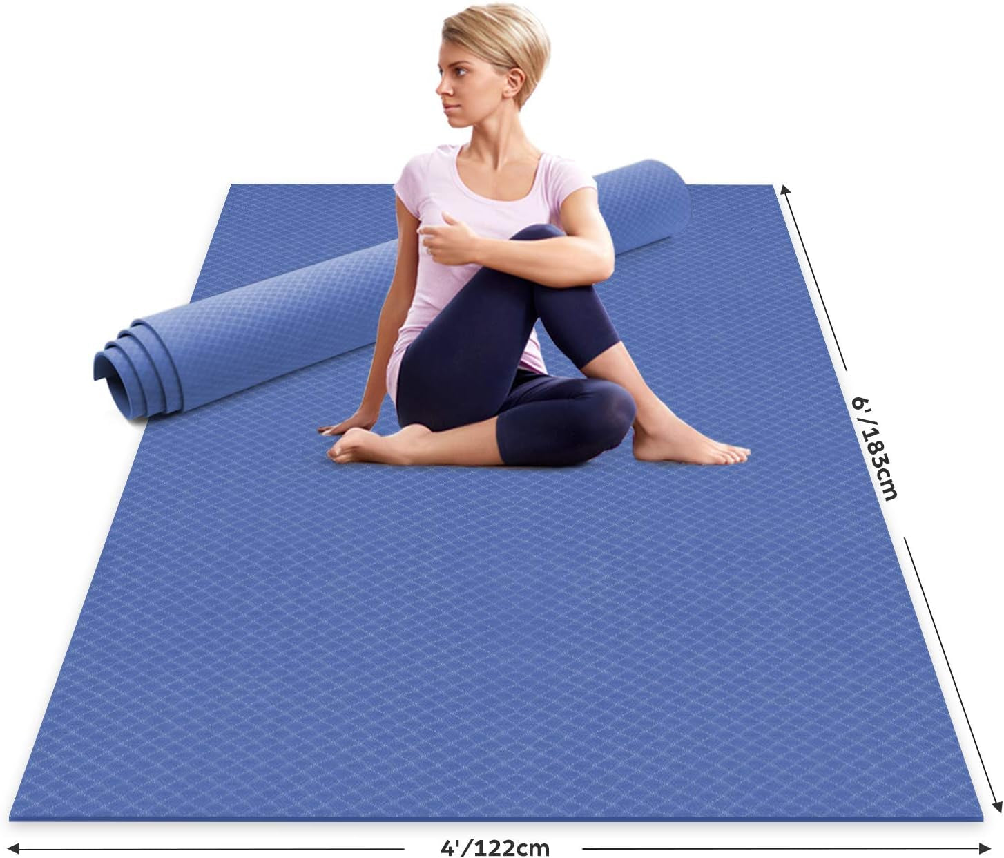 Large Yoga Mat for Pilates Stretching Home Gym Workout, Extra Thick Non Slip Exercise Mat, Extra Wide Fitness Mat for Men and Women, Mutil-Size X 1/4'' Thick