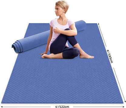 Large Yoga Mat for Pilates Stretching Home Gym Workout, Extra Thick Non Slip Exercise Mat, Extra Wide Fitness Mat for Men and Women, Mutil-Size X 1/4'' Thick