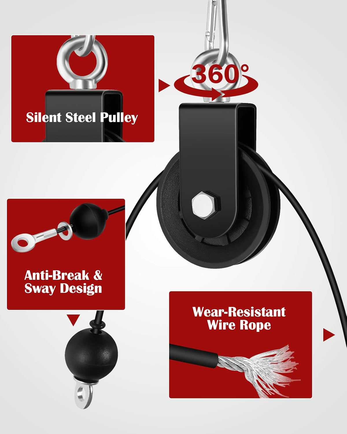 Weight Cable Pulley System Gym, DIY Home Gym Fitness Pulley Cable Machine Attachment, Upgrade Lat Pull Down, Biceps Curl, Tricep, Back, Forearm, Shoulder Workouts