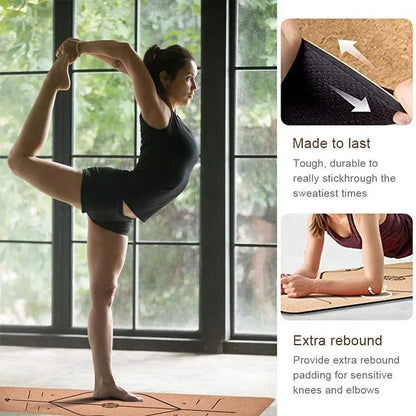 183X61Natural Cork TPE Yoga Mat Fitness Gym Sports Mats Pilates Exercise Pads Non-Slip Yoga Mats 6Mm Absorb Sweat Odorless