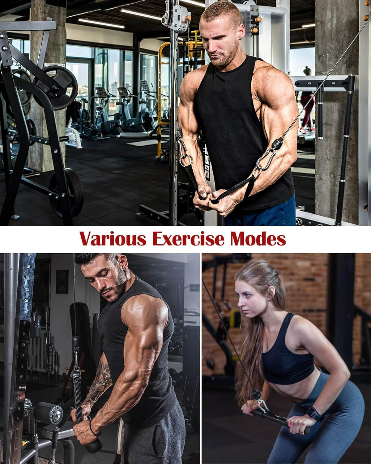 Weight Cable Pulley System Gym, DIY Home Gym Fitness Pulley Cable Machine Attachment, Upgrade Lat Pull Down, Biceps Curl, Tricep, Back, Forearm, Shoulder Workouts