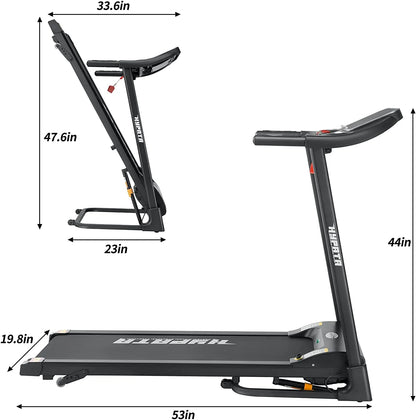 2.5HP Folding Treadmill with 300Lb Capacity, 7.5MPH, 12 Preset Programs for Home Office, Portable Treadmill Running Walking Machine