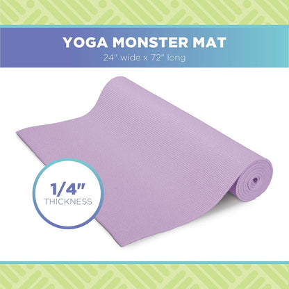 Extra Thick Adult Yoga Mat | 6Mm (¼”) Thick X 72” L X 24” W | Larger, Thicker & More Comfortable | Non-Toxic, SGS Certified | Non-Skid & Non-Slip Eco Friendly Exercise Gym Mat | Lavender