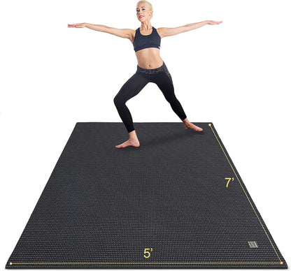 Large Yoga Mat 6'X4'/6'X6'/7'X5'(7Mm/9Mm), Extra Thick Workout Mats for Home Gym Flooring,Ultra Comfortable Non-Slip Quick Resilient Barefoot Wide Exercise Mat for Pilates,Stretching,Meditation