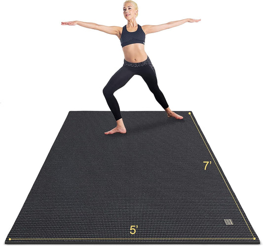 Large Yoga Mat 6'X4'/6'X6'/7'X5'(7Mm/9Mm), Extra Thick Workout Mats for Home Gym Flooring,Ultra Comfortable Non-Slip Quick Resilient Barefoot Wide Exercise Mat for Pilates,Stretching,Meditation