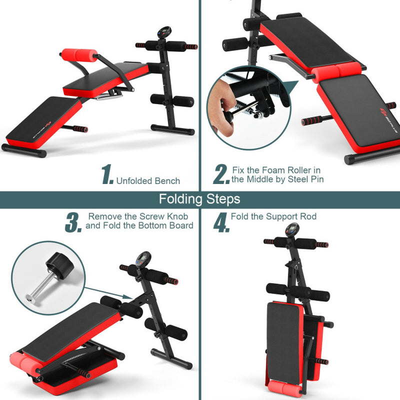 Adjustable Sit up Bench with LCD Monitor
