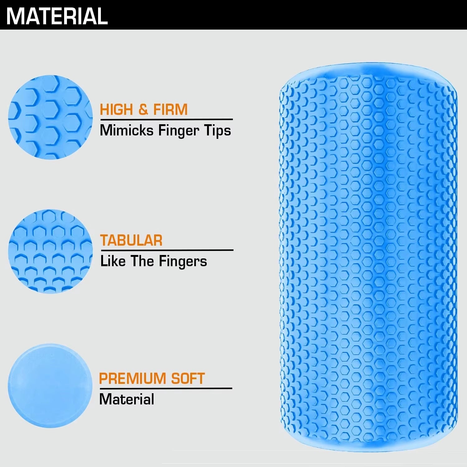 18In/45Cm Yoga Foam Roller High-Density EVA Muscle Roller Column Self Massage Tool for Pilates Yoga Fitness Gym Equipment