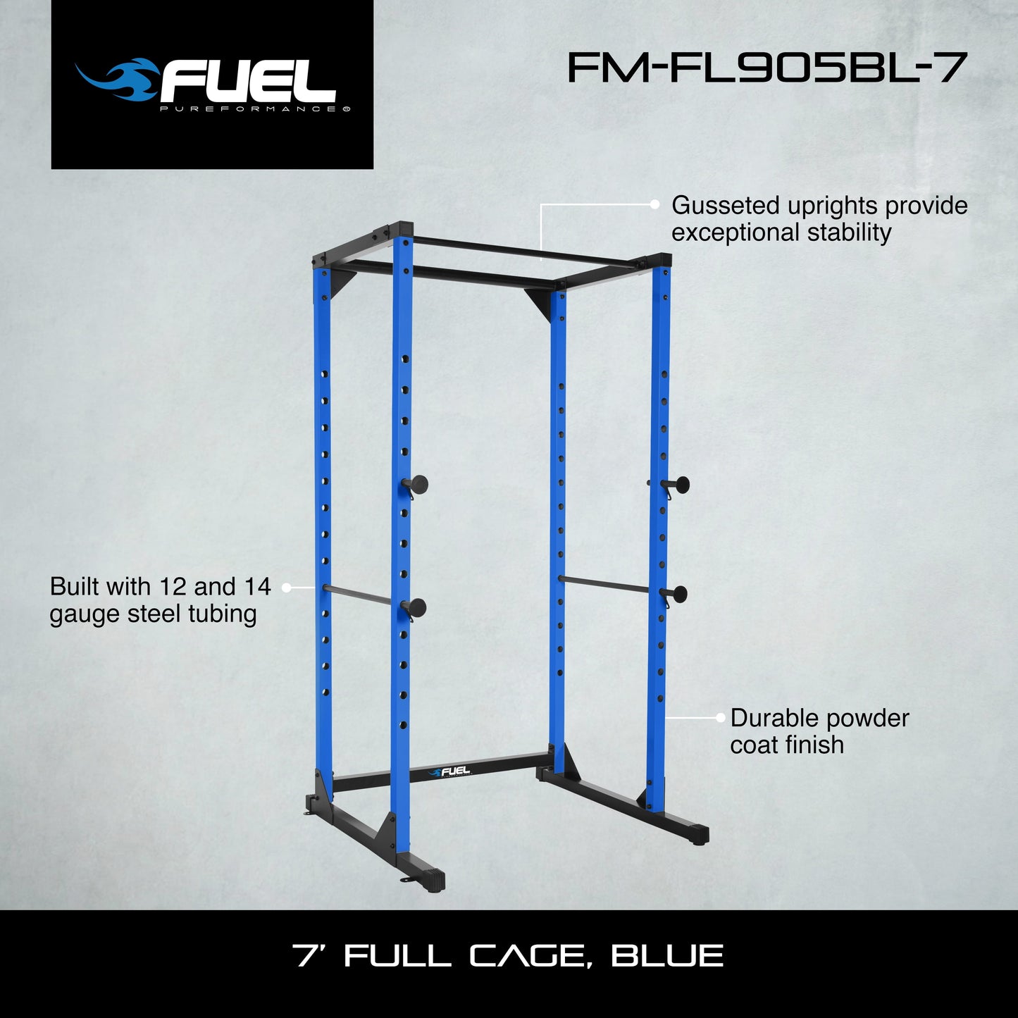 7-Foot Adjustable Full Cage Power Rack, Blue