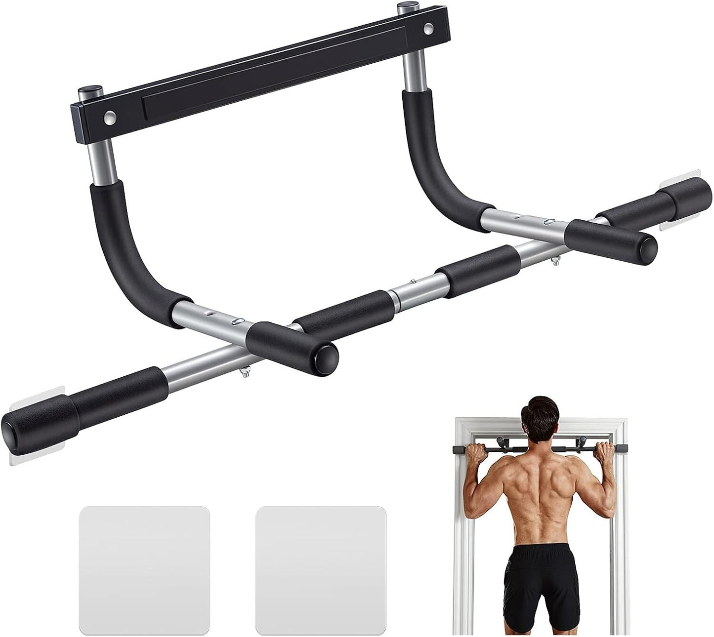 Portable Doorway Pull-Up Bar - 440 Lbs Limit with Upgraded Silicone Protection