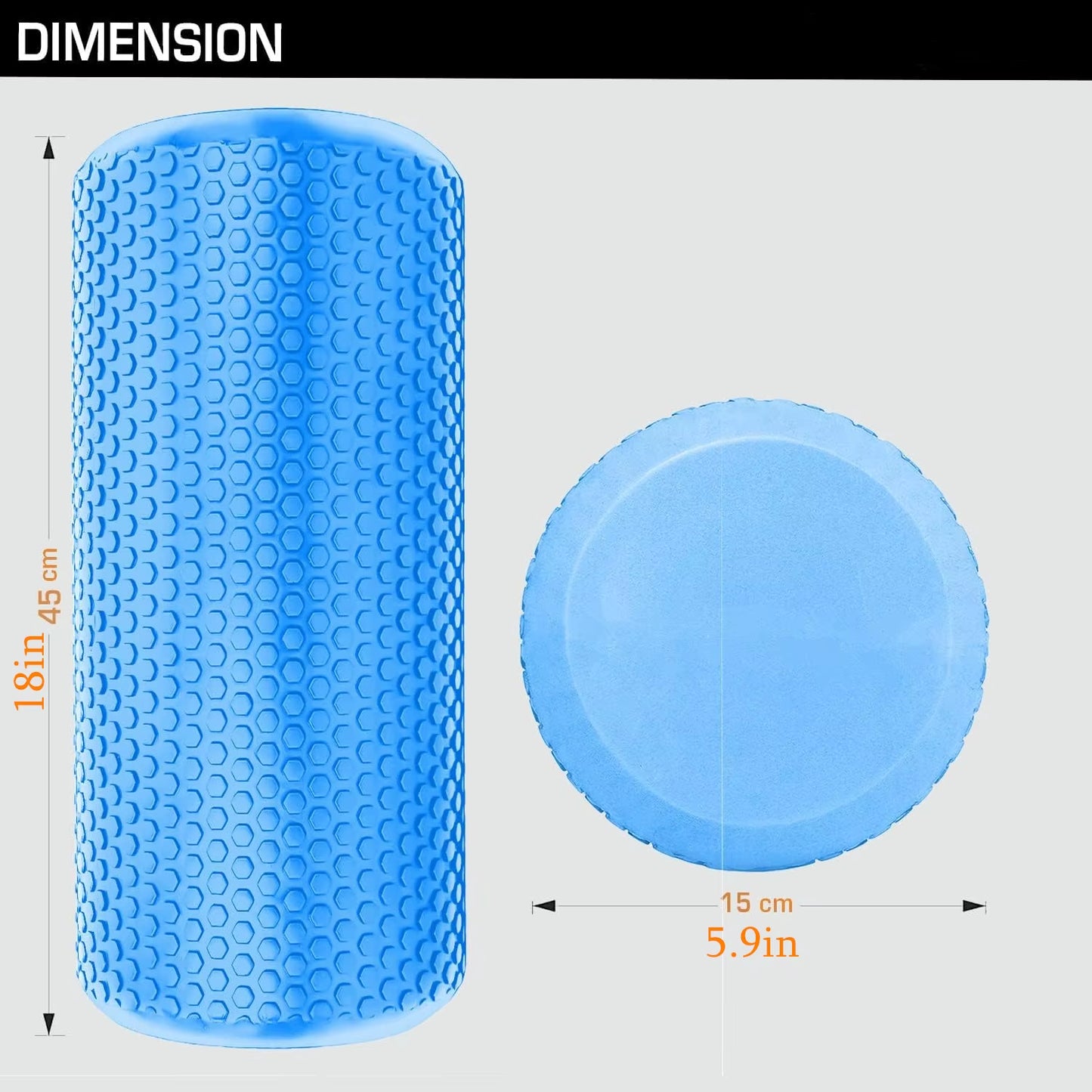 18In/45Cm Yoga Foam Roller High-Density EVA Muscle Roller Column Self Massage Tool for Pilates Yoga Fitness Gym Equipment