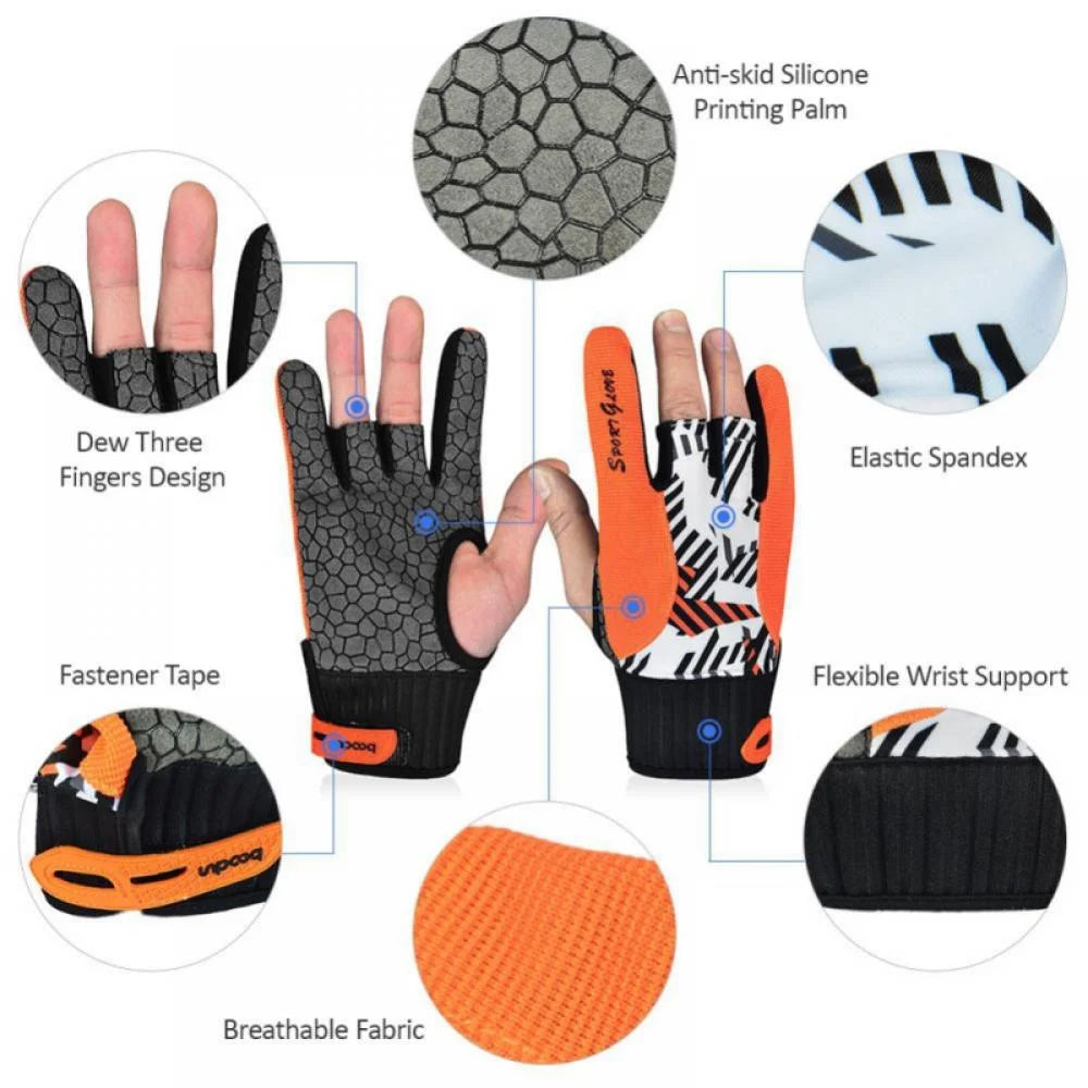 Professional Anti-Skid Bowling Gloves Comfortable Bowling Accessories Semi-Finger Instruments Sports Gloves Mittens for Bowling