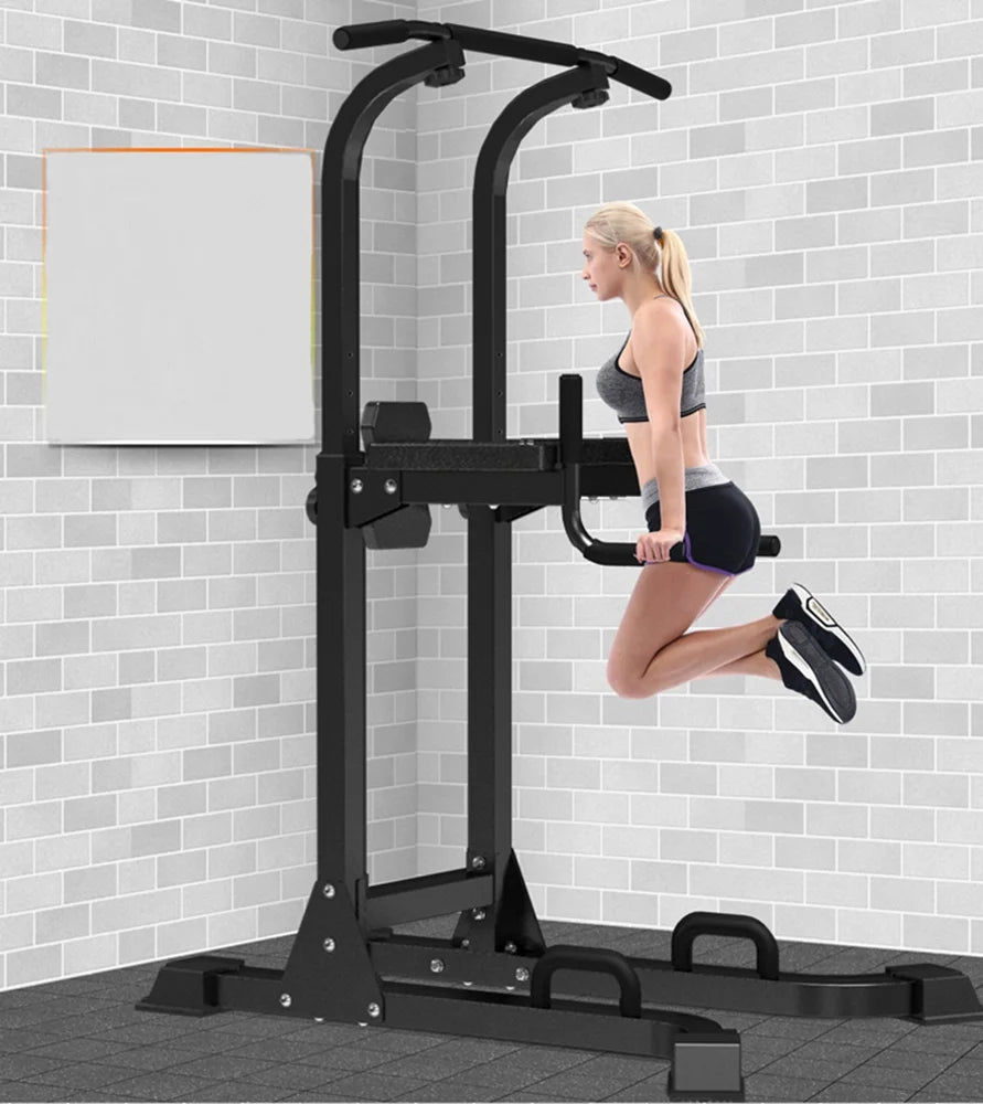 Multi-Function Parallel Single Bars Dip Station Chin up Power Tower Rack Pull up Weight Stand Bar Raise White