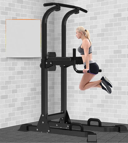 Multi-Function Parallel Single Bars Dip Station Chin up Power Tower Rack Pull up Weight Stand Bar Raise White