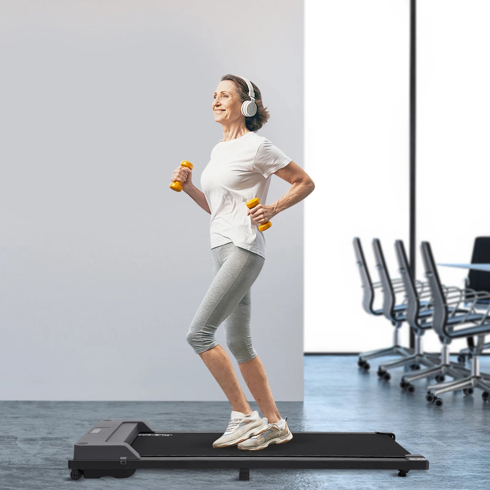 1.0 HP 110V Grey under Desk Electric Treadmill Remote Control Walking Jogging with 0.8In LED Display Rustproof & Wear-Resistant