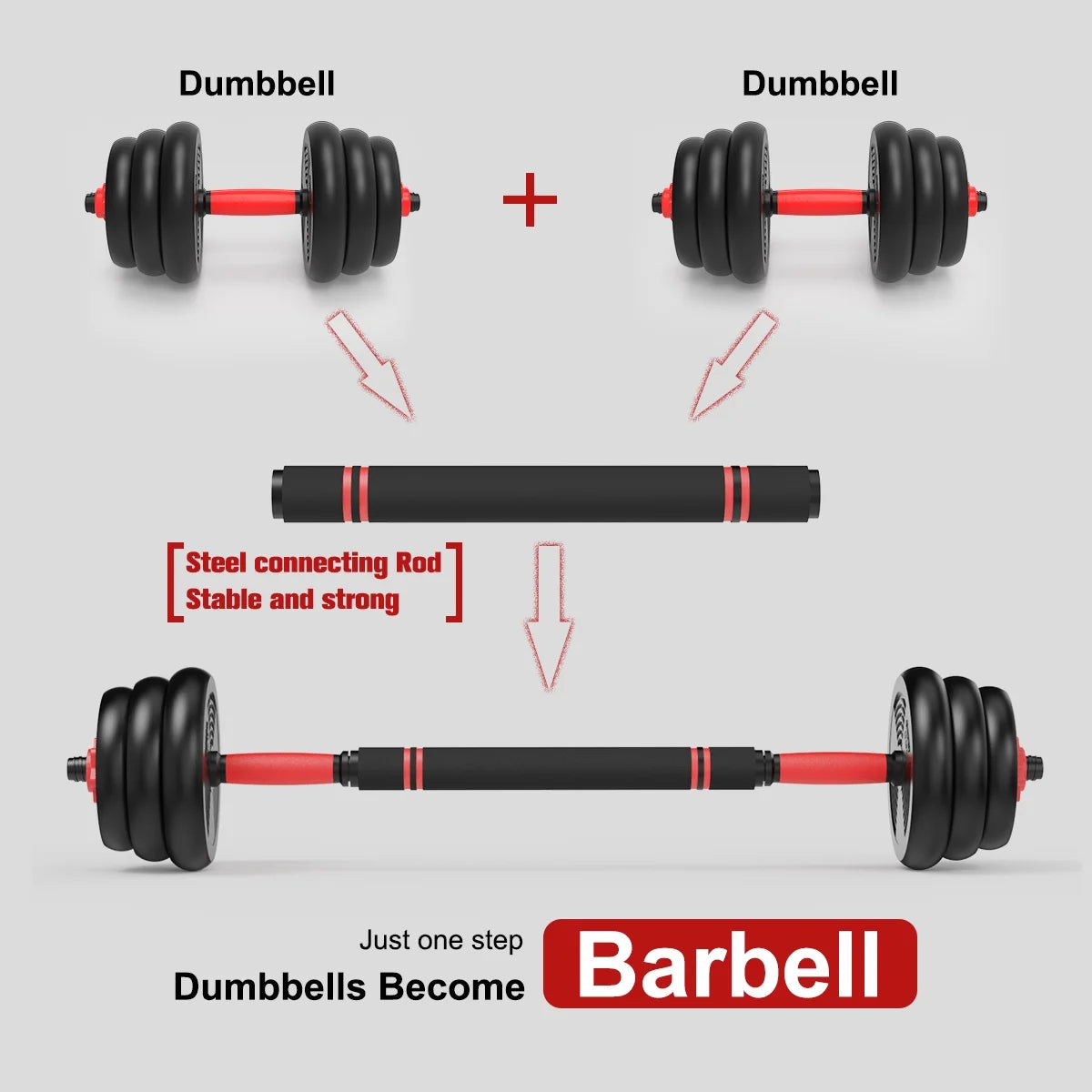 Pithage 5 in 1 Dumbbell Barbell Kettlebell Set 40LB Adjustable Free Weight Set for Home Gym, Black