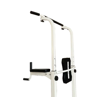 Multi-Function Parallel Single Bars Dip Station Chin up Power Tower Rack Pull up Weight Stand Bar Raise White