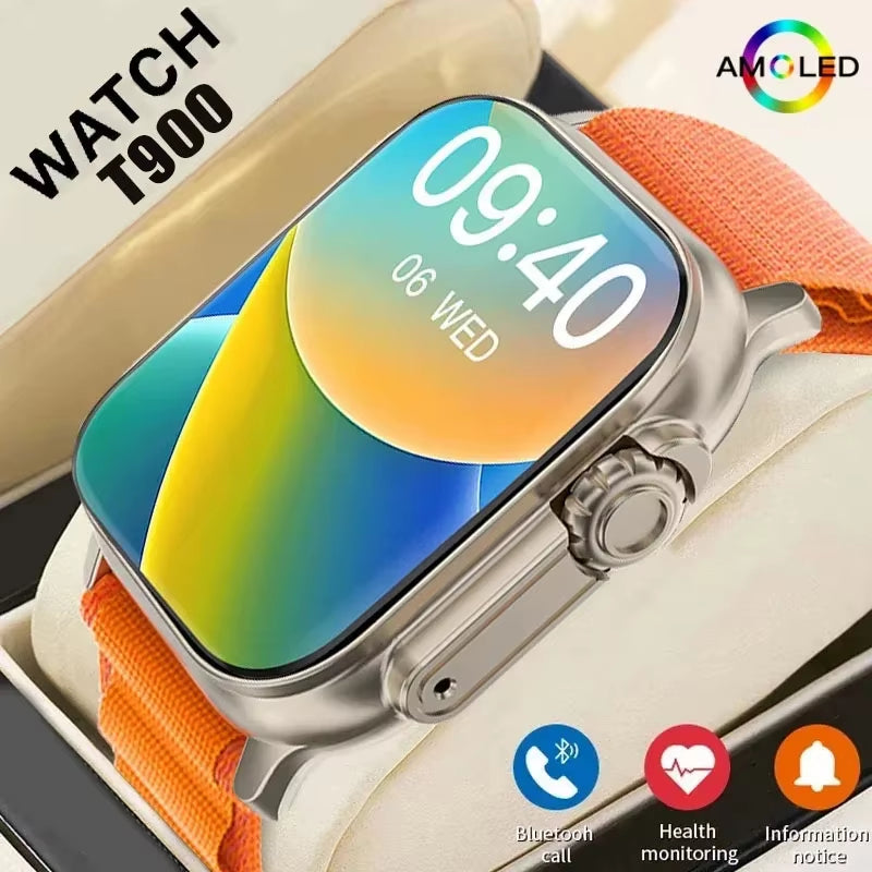 T900 Ultra Bluetooth Smartwatch with Heart Rate Monitor and Message Alerts for Android and iOS - Suitable for Men and Women