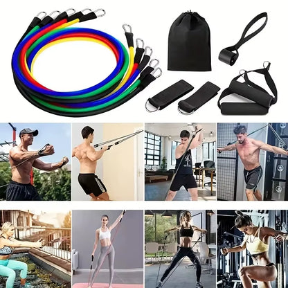 Get Fit Anywhere! 💪 11-Piece TPE Resistance Bands Set with Door Anchor, Handles, Ankle Straps & Carry Bag! 🏋️‍♀️ #FitnessGoals #HomeWorkout