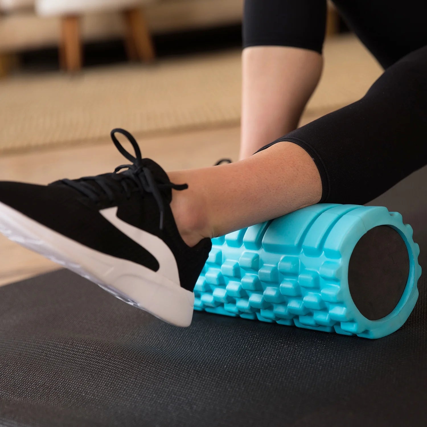 Medium Density Massaging Foam Roller for Myofascial Self Release and Deep Tissue Massage - Aqua
