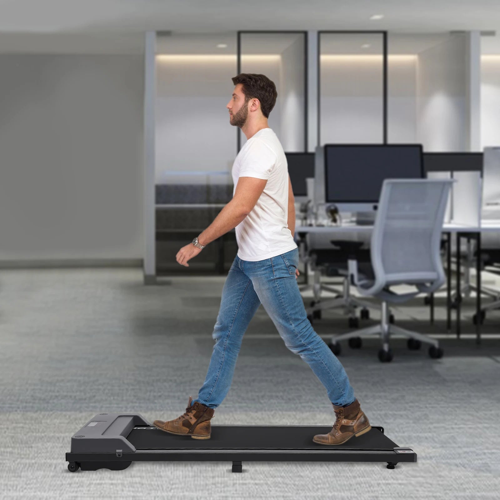 1.0 HP 110V Grey under Desk Electric Treadmill Remote Control Walking Jogging with 0.8In LED Display Rustproof & Wear-Resistant