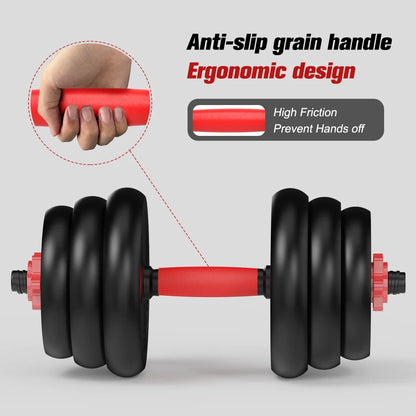 Pithage 5 in 1 Dumbbell Barbell Kettlebell Set 40LB Adjustable Free Weight Set for Home Gym, Black