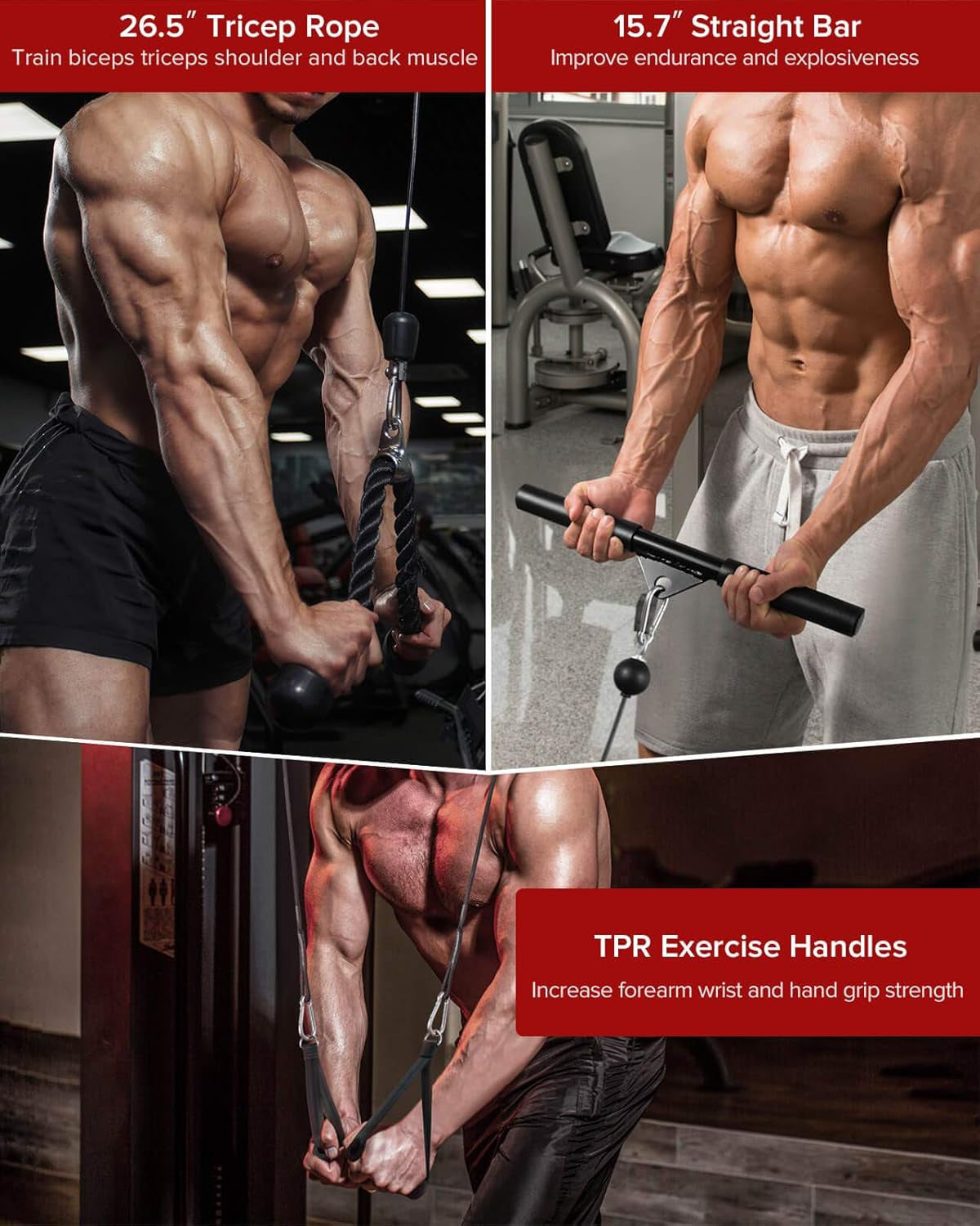 Weight Cable Pulley System Gym, DIY Home Gym Fitness Pulley Cable Machine Attachment, Upgrade Lat Pull Down, Biceps Curl, Tricep, Back, Forearm, Shoulder Workouts