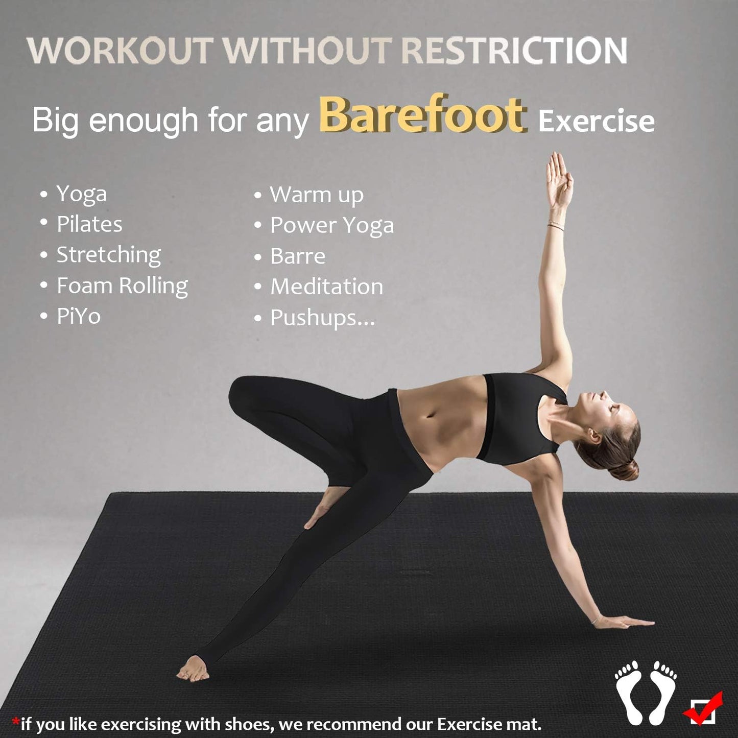 Large Yoga Mat 6'X4'/6'X6'/7'X5'(7Mm/9Mm), Extra Thick Workout Mats for Home Gym Flooring,Ultra Comfortable Non-Slip Quick Resilient Barefoot Wide Exercise Mat for Pilates,Stretching,Meditation