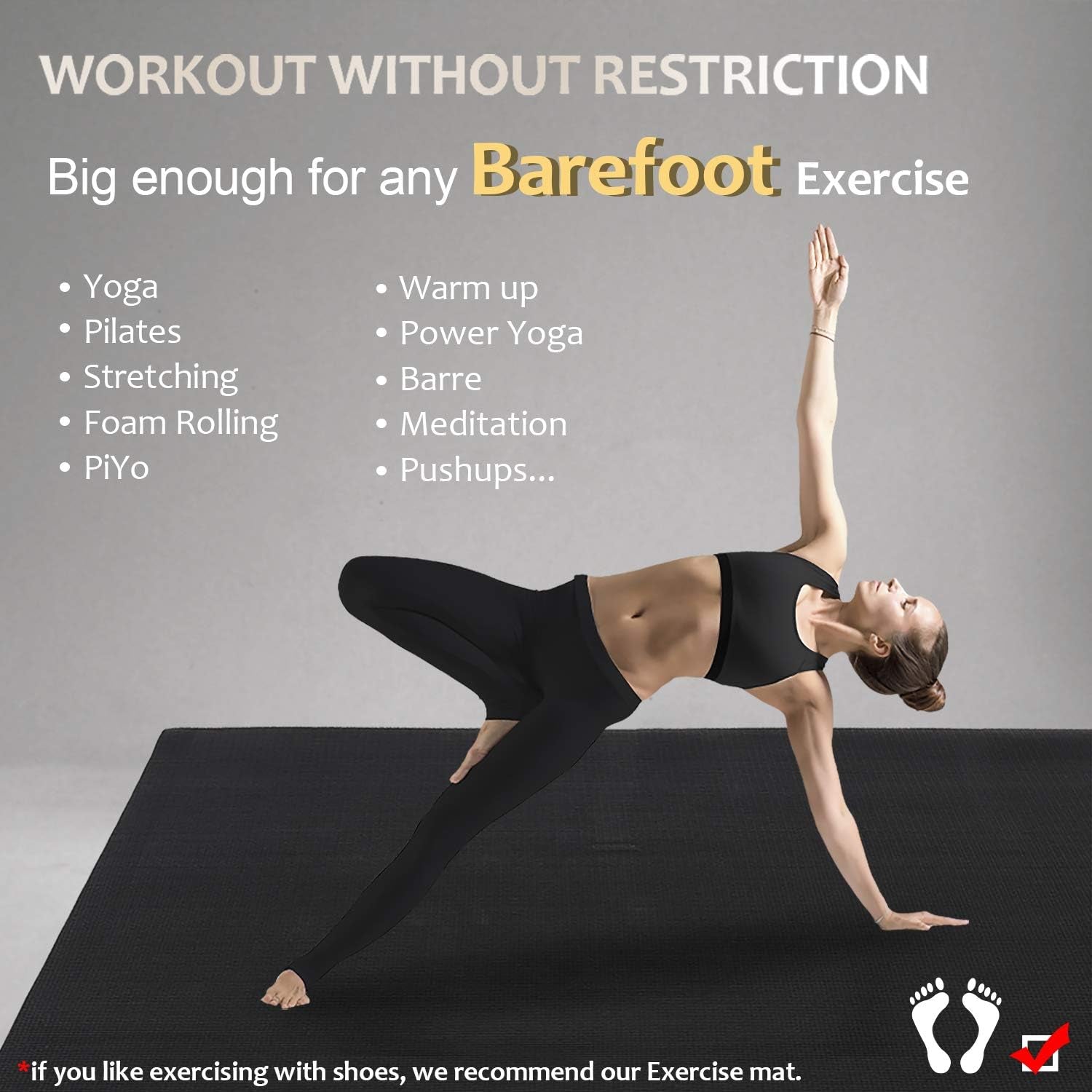 Large Yoga Mat 6'X4'/6'X6'/7'X5'(7Mm/9Mm), Extra Thick Workout Mats for Home Gym Flooring,Ultra Comfortable Non-Slip Quick Resilient Barefoot Wide Exercise Mat for Pilates,Stretching,Meditation
