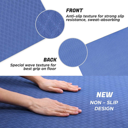 Large Yoga Mat for Pilates Stretching Home Gym Workout, Extra Thick Non Slip Exercise Mat, Extra Wide Fitness Mat for Men and Women, Mutil-Size X 1/4'' Thick